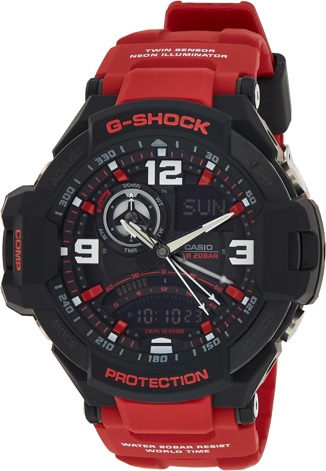 Casio Heren G-Shock GA1000-4B zwart hars analoog quartz mode horloge, riem